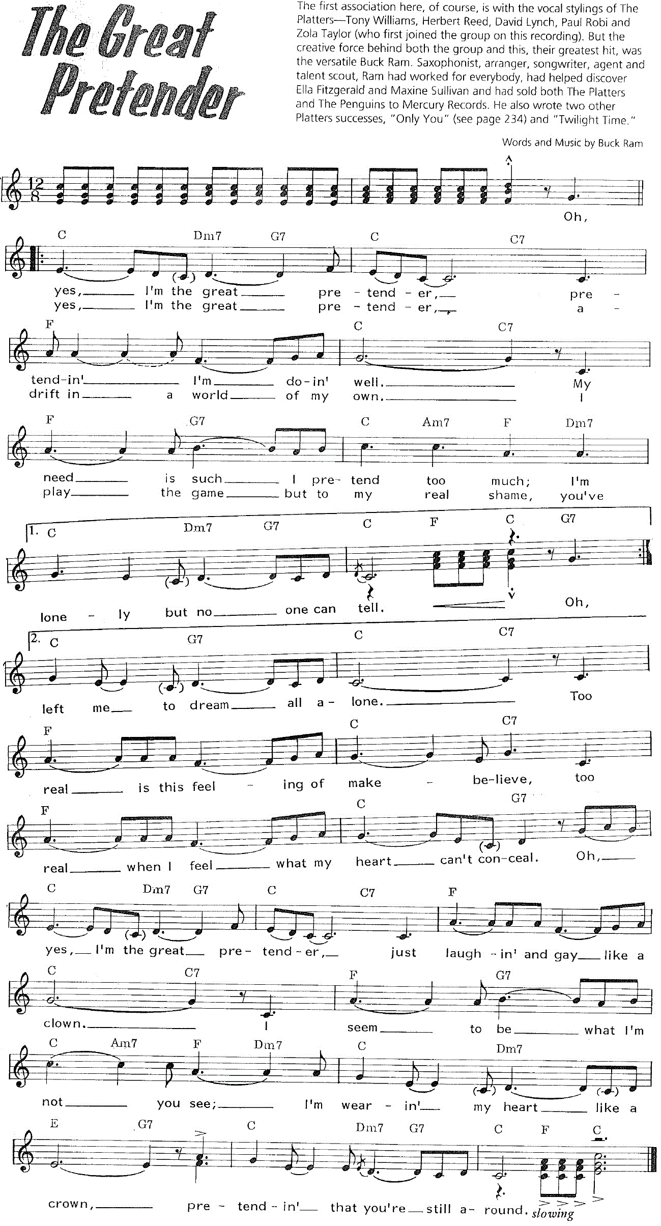 The Great Pretender Elvis Presley Letra